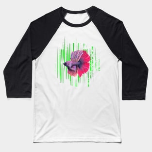 Betta Fish Purple and Pink Green Stripes Baseball T-Shirt